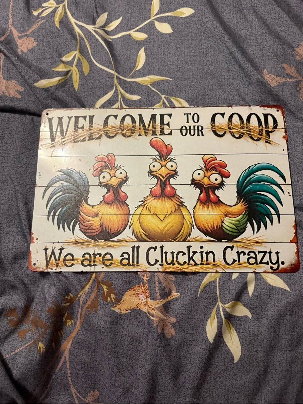 Welcome to Our Coop Metal Rooster Sign - Multicolor